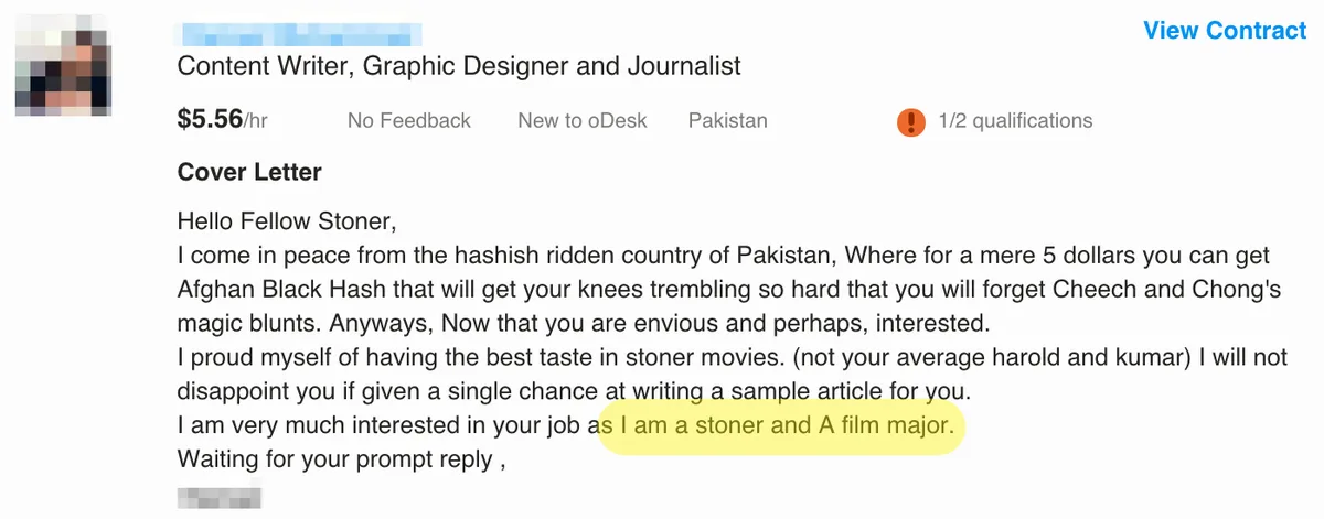 oDesk Stoner Job Description