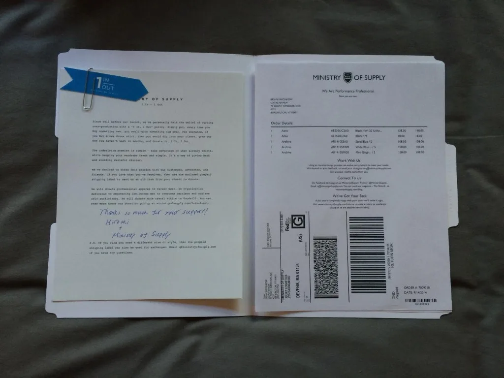 ministry of supply return label