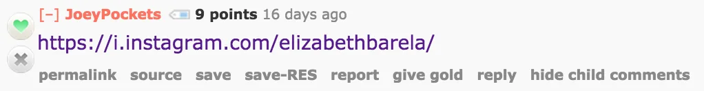 Elizabeth Barela Instagram Reddit Comment