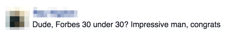 brian swichkow forbes under 30 congratulations message