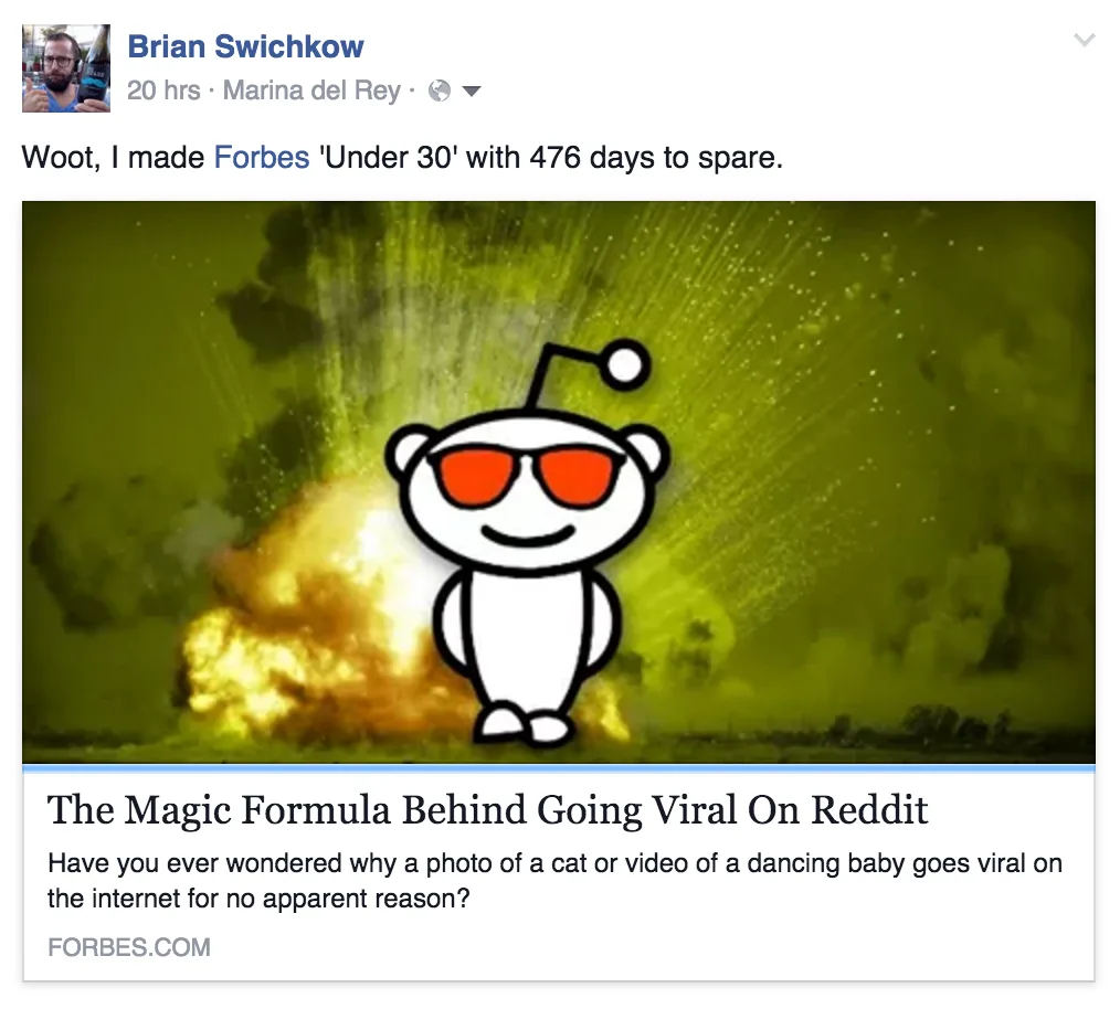 brian swichkow forbes under 30 the magic formula of going viral on reddit