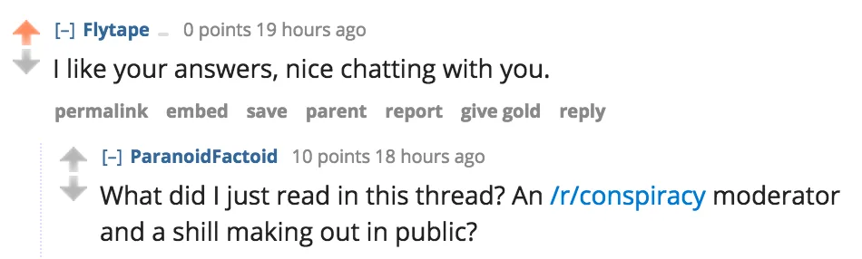 reddit comment :r:conspiracy moderator investment in conversation