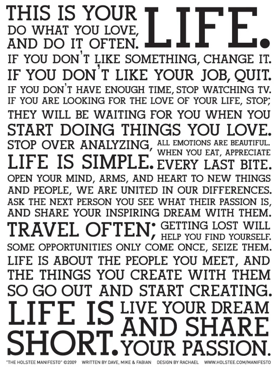 holstee manifesto do what you love and do it often