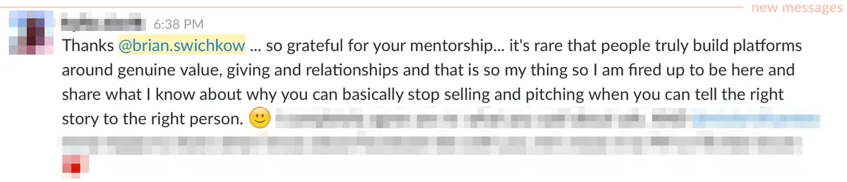 ghost influence slack community message of gratitude